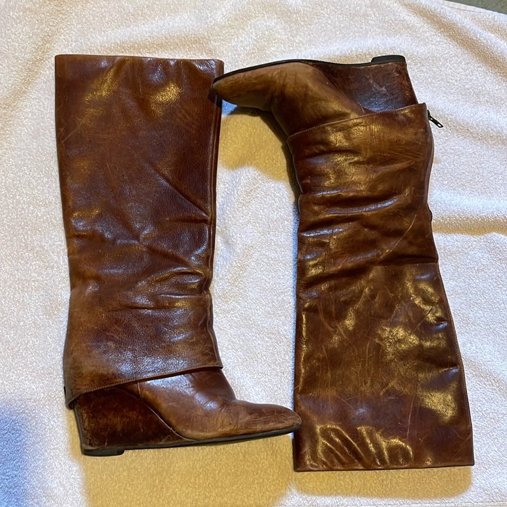 Leather distressed boots